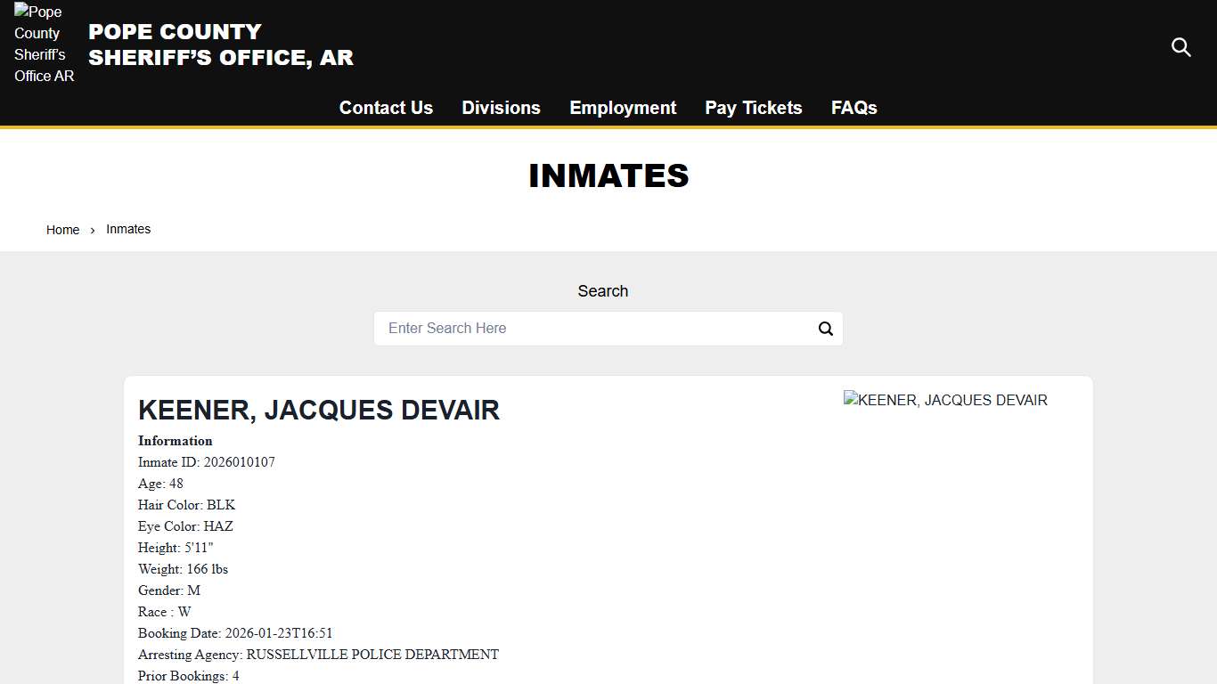 Inmates Pope County Sheriff’s Office AR